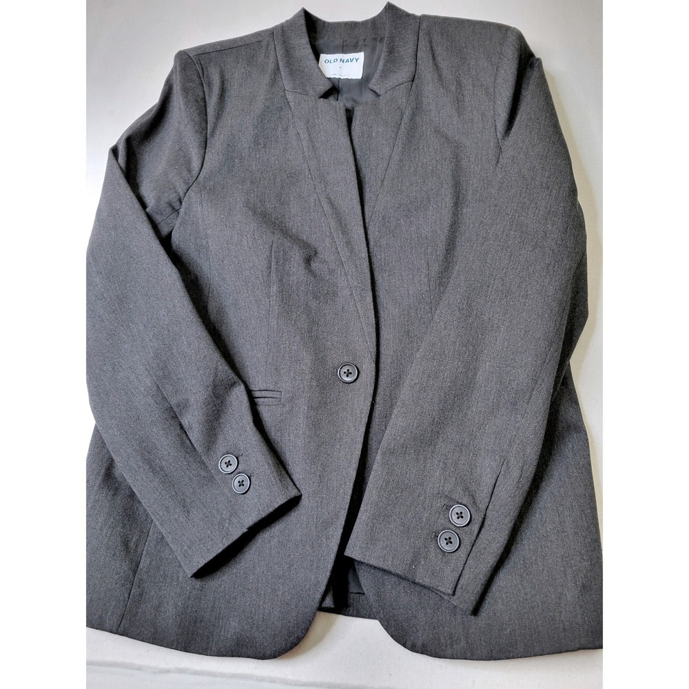 Old Navy Womens Gray Single Button Blazer Notchless Lapel Jacket Size M. 1723